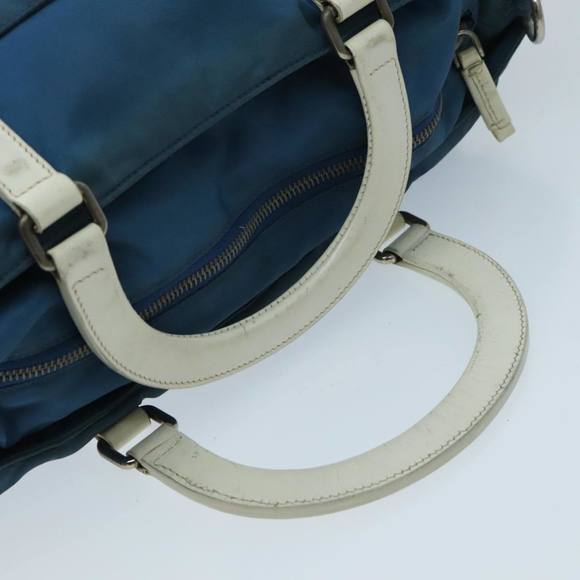 PRADA Hand Bag Nylon Leather 2way Blue White Silver Auth fm3972 - Picture 7 of 16